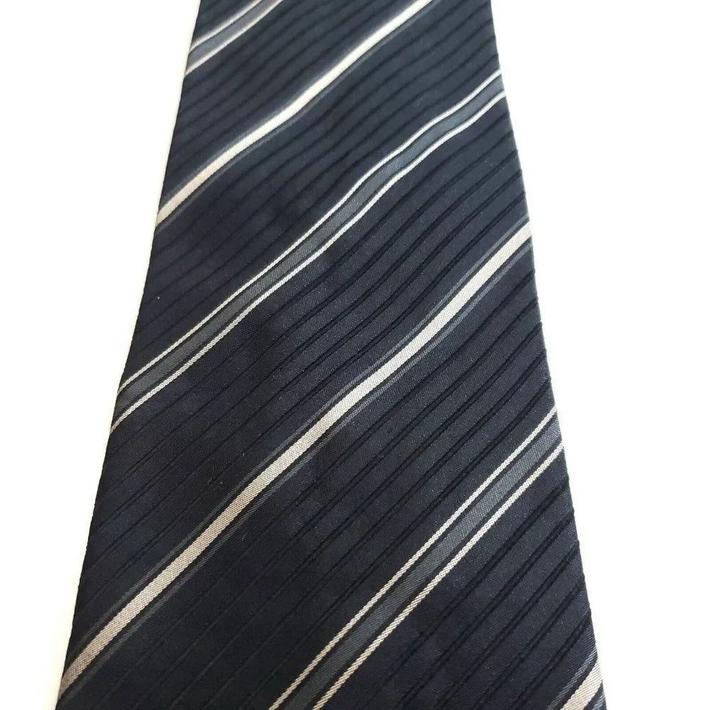 Canali Gray Woven Striped Wide‎ Silk Tie